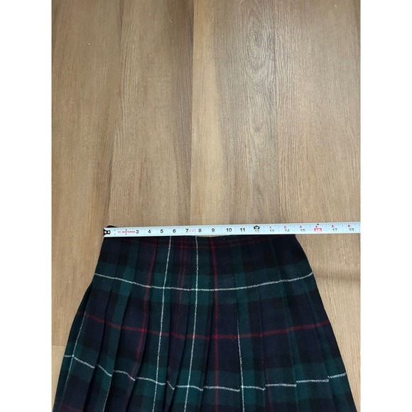 Polo Ralph Lauren Black Plaid Wool Pleated Wrap Mini Skirt Kilt tartan Green 2 - Picture 7 of 8